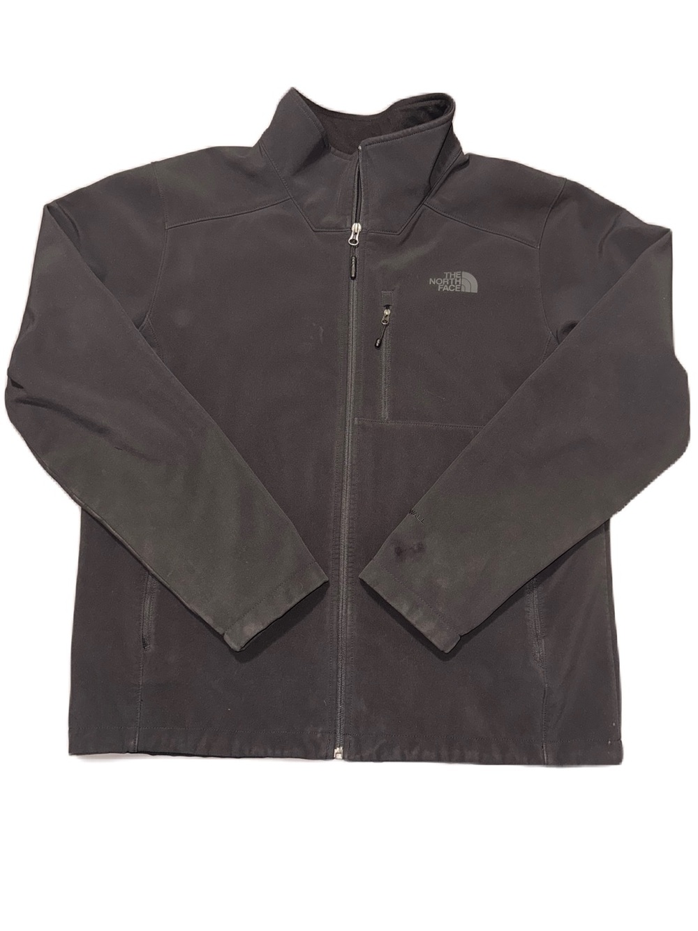 The North Face Windwall Full-Zip Soft Shell Jacket Black Logo Chest Pocket